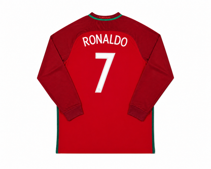 Ronaldo 2016 Portugal Home Long Sleeve Jersey